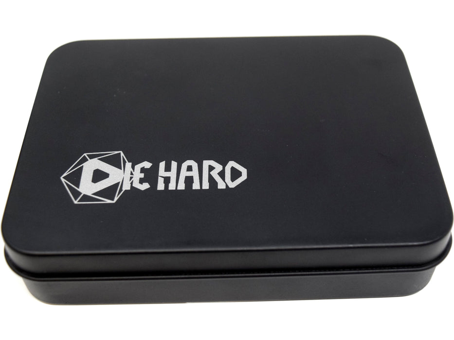Dice Die Hard Dice - RPG Metal Gunmetal with Red - Set of 7 - Cardboard Memories Inc.