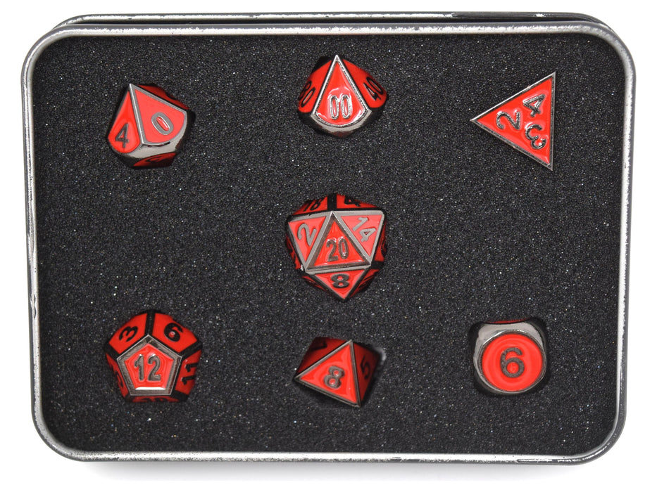 Dice Die Hard Dice - RPG Gothica Metal Sinister Red - Set of 7 - Cardboard Memories Inc.
