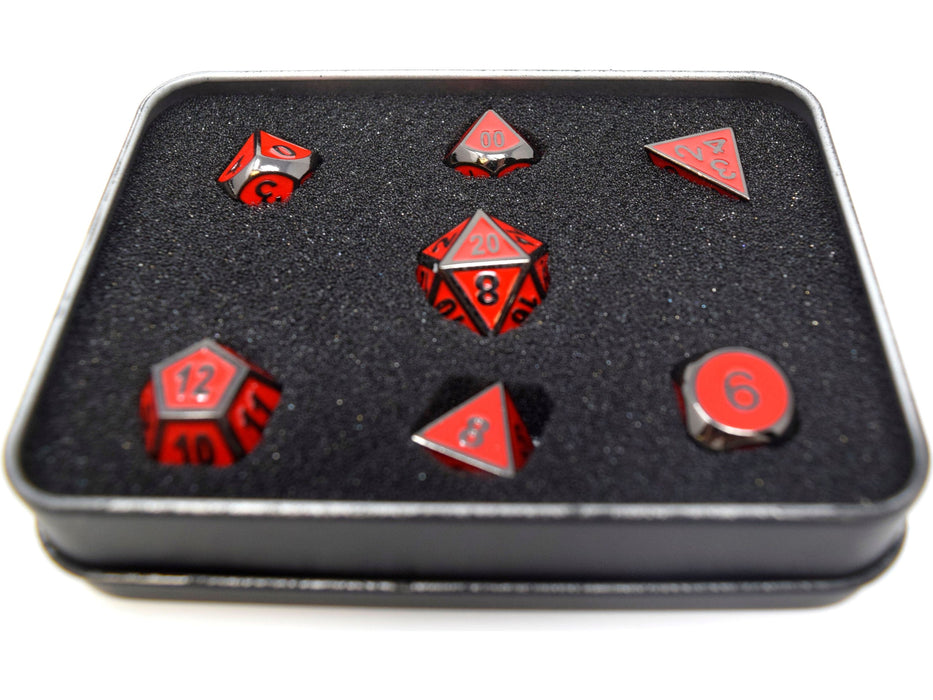 Dice Die Hard Dice - RPG Gothica Metal Sinister Red - Set of 7 - Cardboard Memories Inc.