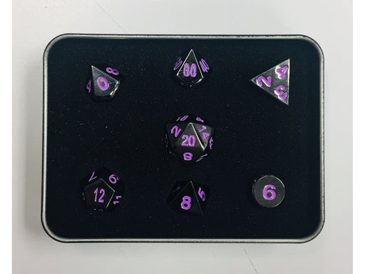 Dice Die Hard Dice - RPG Sinister Chrome with Purple - Set of 7 - Cardboard Memories Inc.