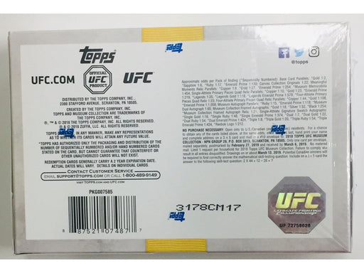 Sports Cards Topps - 2018 - UFC - Museum Collection - Hobby Box - Cardboard Memories Inc.