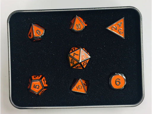 Dice Die Hard Dice - Gothica Metal Sinister Orange - Set of 7 - Cardboard Memories Inc.