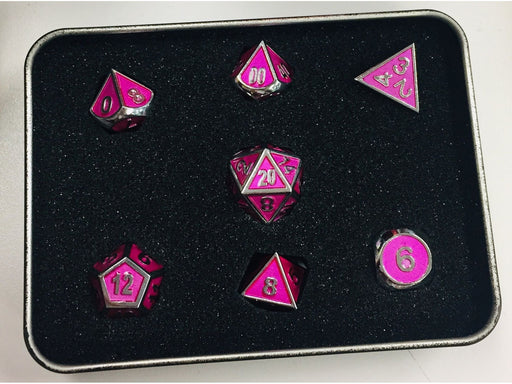 Dice Die Hard Dice - Gemstone Pink Sapphire - Set of 7 - Cardboard Memories Inc.