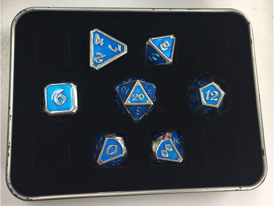 Dice Die Hard Dice - Metal Mystica Platinum Aquamarine - Set of 7 - Cardboard Memories Inc.