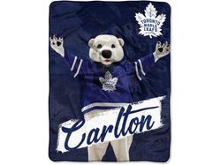 Supplies NHL - Super Plush Micro Raschel Throw Blanket - Toronto Maple Leafs Mascot - Carlton The Bear - Cardboard Memories Inc.