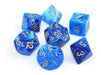 Dice Chessex Dice - Vortex Blue with Gold - Set of 7 - CHX 27436 - Cardboard Memories Inc.