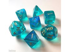 Dice Chessex Dice - Borealis Teal with Gold - Set of 7 - CHX 27486 - Cardboard Memories Inc.