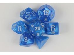 Dice Chessex Dice - Velvet Bright Blue with Silver - Set of 7 - CHX 27479 - Cardboard Memories Inc.