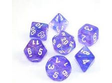 Dice Chessex Dice - Borealis Purple with White - Set of 7 - CHX 27407 - Cardboard Memories Inc.