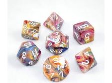 Dice Chessex Dice - Festive Carousel with White - Set of 7 - CHX 27440 - Cardboard Memories Inc.