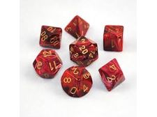 Dice Chessex Dice - Vortex Burgandy with Gold - Set of 7 - CHX 27434 - Cardboard Memories Inc.