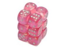 Dice Chessex Dice - Borealis Pink with Silver - Set of 12 D6 - CHX 27604 - Cardboard Memories Inc.