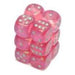 Dice Chessex Dice - Borealis Pink with Silver - Set of 12 D6 - CHX 27604 - Cardboard Memories Inc.