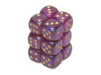 Dice Chessex Dice - Borealis Royal Purple with Gold - Set of 12 D6 - CHX 27667 - Cardboard Memories Inc.