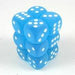 Dice Chessex Dice - Frosted Carribean Blue with White - Set of 12 D6 - CHX 27616 - Cardboard Memories Inc.