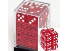 Dice Chessex Dice - Translucent Red with White - Set of 12 D6 - CHX 23604 - Cardboard Memories Inc.