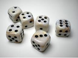 Dice Chessex Dice - Marble Ivory with Black - Set of 12 D6 - CHX 27602 - Cardboard Memories Inc.