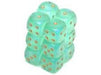 Dice Chessex Dice - Borealis Light Green with Gold - Set of 12 D6 - CHX 27625 - Cardboard Memories Inc.