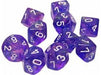 Dice Chessex Dice - Borealis Purple with White - Set of Ten D10 - CHX 27207 - Cardboard Memories Inc.