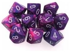 Dice Chessex Dice - Festive Violet with White - Set of Ten D10 - CHX 27257 - Cardboard Memories Inc.
