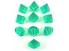 Dice Chessex Dice - Borealis Light Green with Gold - Set of Ten D10 - CHX 27225 - Cardboard Memories Inc.