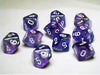 Dice Chessex Dice - Borealis Royal Purple with Gold - Set of Ten D10 - CHX 27267 - Cardboard Memories Inc.