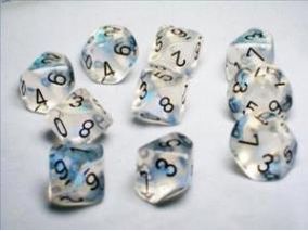 Dice Chessex Dice - Borealis Clear with Black - Set of 10 D10 - CHX 27200 - OUT OF PRINT - Cardboard Memories Inc.