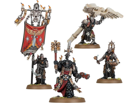 Collectible Miniature Games Games Workshop - Warhammer 40K - Black Templars - Chaplain Grimaldus and Retinue - 55-44 - Cardboard Memories Inc.