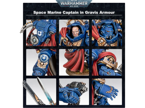 Games Workshop 48-70 Warhammer 40k - Capitán Primaris de Marina Espacial en Gravis Armour, Negro