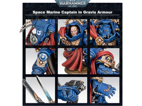 Collectible Miniature Games Games Workshop - Warhammer 40K - Space Marines - Captain in Gravis Armour - 48-70 - Blister - Cardboard Memories Inc.