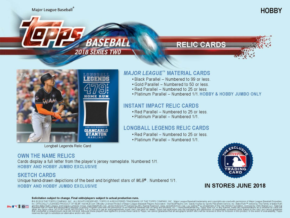 Sports Cards Topps - 2018 - Baseball - Series 2 - Hobby Box - Cardboard Memories Inc.
