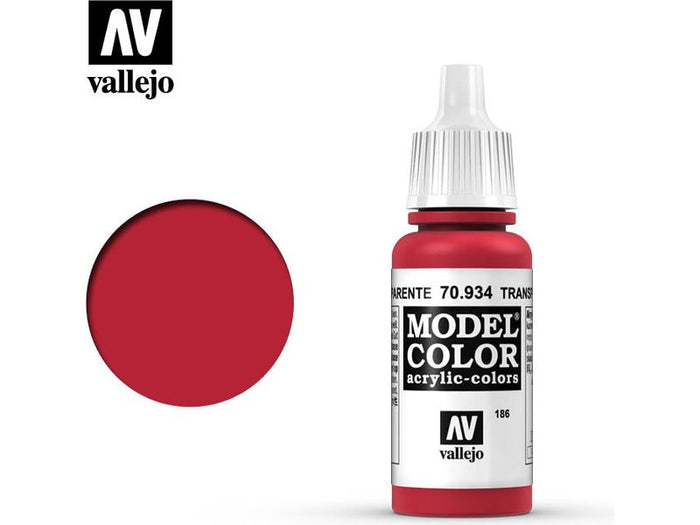 Paints and Paint Accessories Acrylicos Vallejo - Transparent Red - 70 934 - Cardboard Memories Inc.