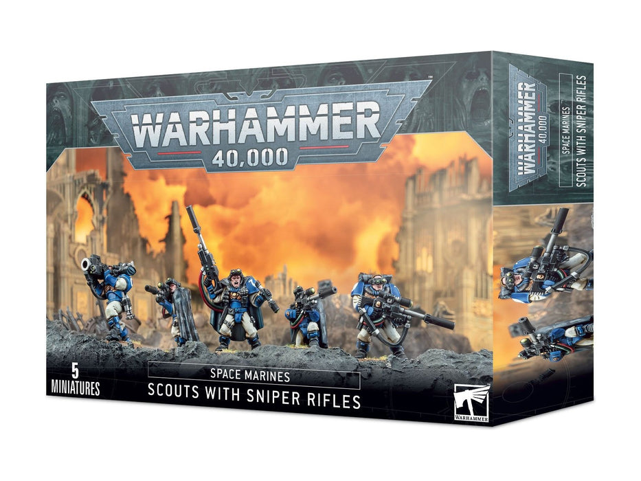 Collectible Miniature Games Games Workshop - Warhammer 40K - Space Marines - Scouts with Sniper Rifles - 48-29 - Cardboard Memories Inc.