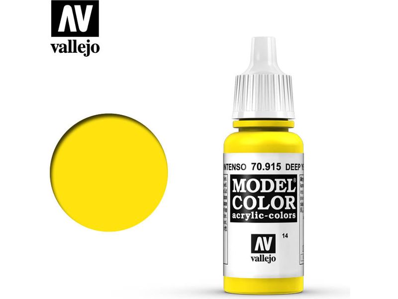 Paints and Paint Accessories Acrylicos Vallejo - Deep Yellow - 70 915 - Cardboard Memories Inc.