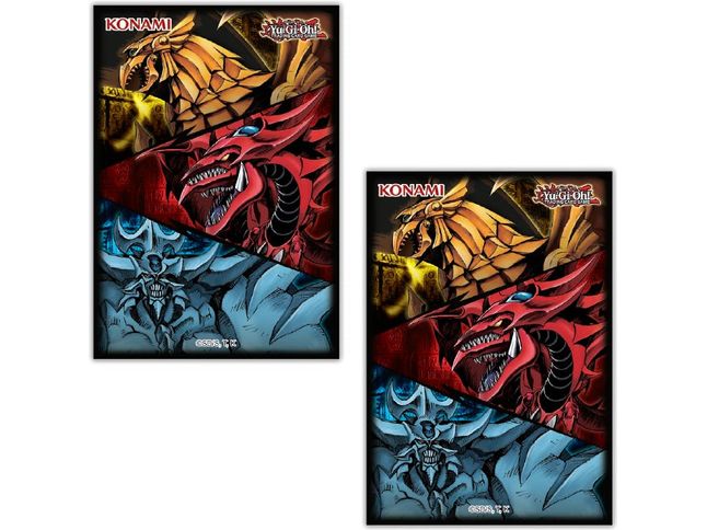 yugi and slifer card sleeves Yu-Gi-Oh! Slifer Obelisk and Ra Small Size Card Sleeves — Cardboard Memories Inc