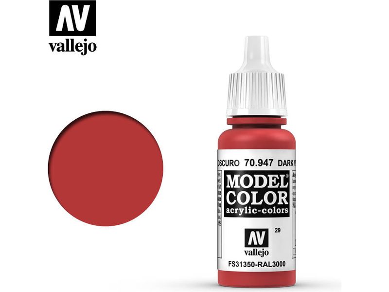 Paints and Paint Accessories Acrylicos Vallejo - Dark Vermilion - 70 947 - Cardboard Memories Inc.