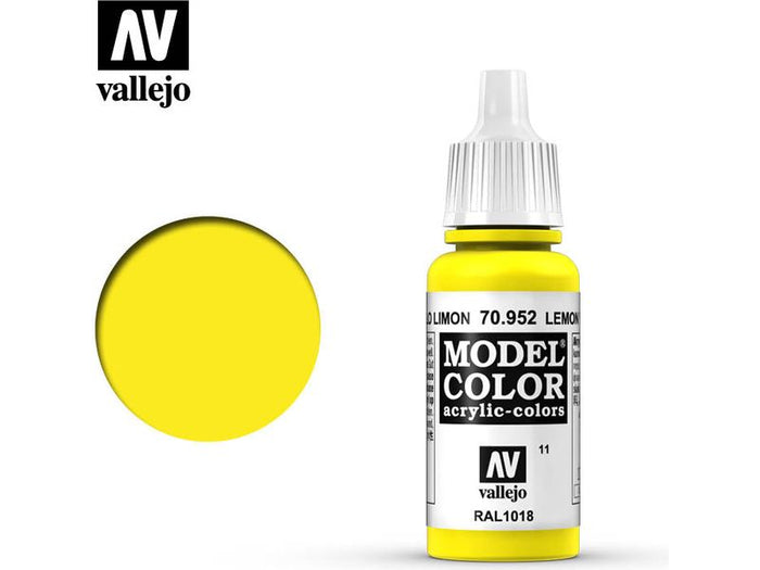 Paints and Paint Accessories Acrylicos Vallejo - Lemon Yellow - 70 952 - Cardboard Memories Inc.