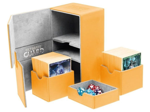 Supplies Ultimate Guard - Twin Flip N Tray Xenoskin - Amber - 160 - Cardboard Memories Inc.