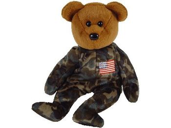 Plush TY Beanie Baby - Hero the USO Military Bear - Cardboard Memories Inc.