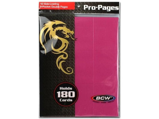 Supplies BCW - 9 Pocket Side-loading Pages - Pack of 10 - Pink - Cardboard Memories Inc.