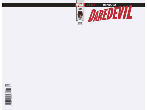 Comic Books Marvel Comics - Daredevil (2017 6th Series) 600 - Cover I Blank Variant Edition (Cond. VF-) - 4400 - Cardboard Memories Inc.