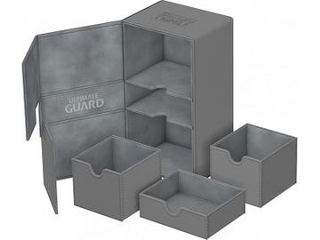 Supplies Ultimate Guard - Twin Flip N Tray Deck Case - Grey Xenoskin - 200 - Cardboard Memories Inc.