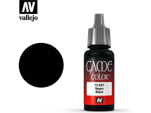 Paints and Paint Accessories Acrylicos Vallejo - Black - 72 051 - Cardboard Memories Inc.