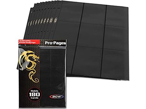Supplies BCW - 9 Pocket Side-loading Pages - Pack of 10 - Black - Cardboard Memories Inc.