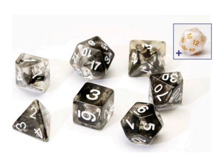 Dice Sirius Dice - 7 Die Set - Translucent Black Cloud Resin - Cardboard Memories Inc.