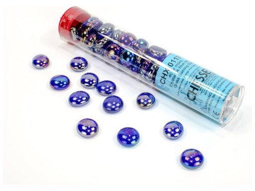 Dice Chessex Dice - Glass Stones - Crystal Blue Iridized - Set of 40 - CHX 01176 - Cardboard Memories Inc.