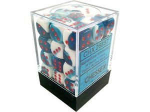 Dice Chessex Dice - Gemini Blue-White with Red - Set of 36 D6 - CHX 26857 - Cardboard Memories Inc.