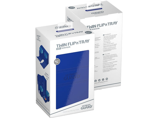 Supplies Ultimate Guard - Twin Flip N Tray Deck Case - Monocolor Blue Xenoskin - 200 - Cardboard Memories Inc.