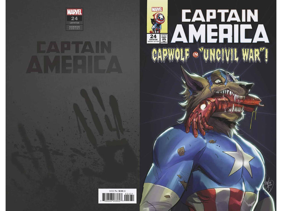 Comic Books Marvel Comics - Captain America 024 - Andolfo Cap Wolf Horror Variant Edition (Cond. VF-) - 8912 - Cardboard Memories Inc.