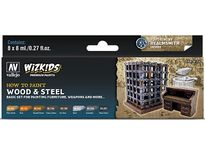 Paints and Paint Accessories Acrylicos Vallejo - Wizkids - Wood and Steel - Premium Set - Cardboard Memories Inc.